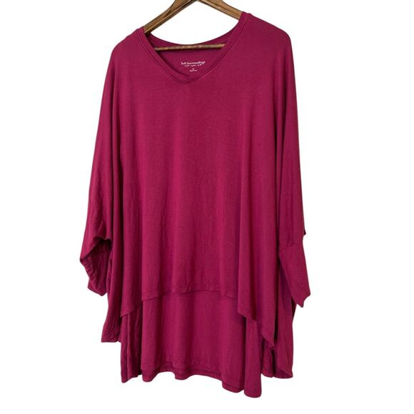 Soft Surroundings Pink Layered Long Sleeve Top Womens Sz 2X Modal Stretchy - Picture 1 of 10